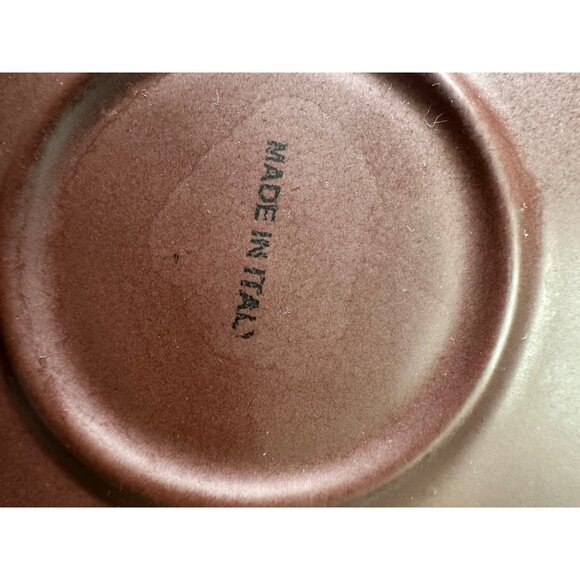 Vintage Italian Triangular Salad Plates White Brown MCM - Set Of 2 - Picture 5 of 7